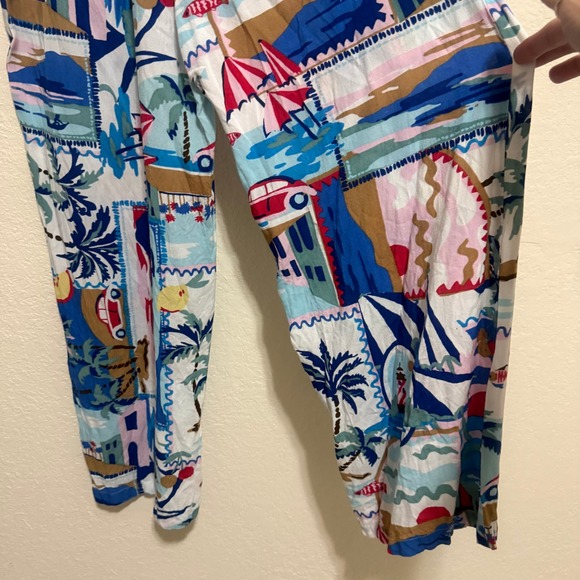 Fresh Destinations Tropical Vacation Print Rayon Wide Leg Pants Womens Medium - Picture 11 of 16